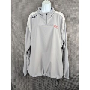 Rawlings Elite Pullover Jacket Mens XL Gray Quarter Zip Baseball Athletic Light